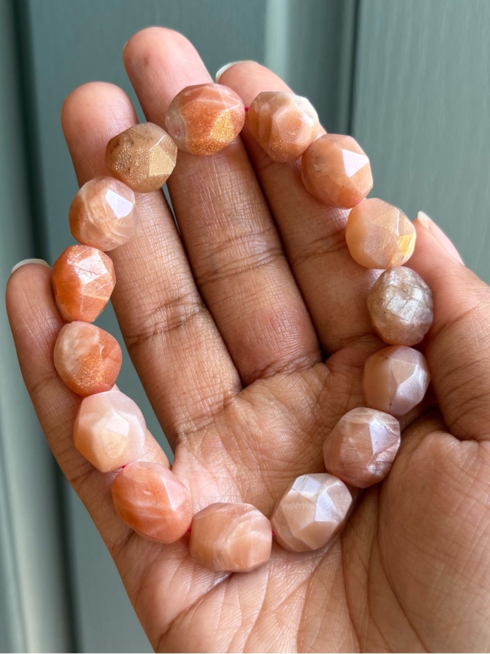 Faceted Sunstone Crystal Bracelet 13mm